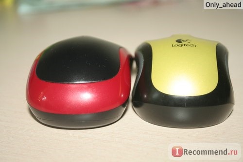 Logitech M185 слева (красная), Logitech M305 справа (желтая)