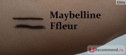 Сравнение минимальной толщины подводок Maybelline Master Precise и Ffleur Liquid eyeliner pen