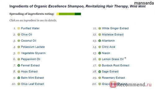 Шампунь Organic Excellence Shampoo, Revitalizing Hair Therapy, Wild Mint фото