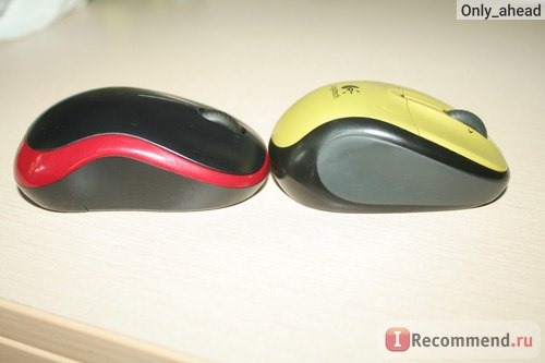 Logitech M185 слева (красная), Logitech M305 справа (желтая)