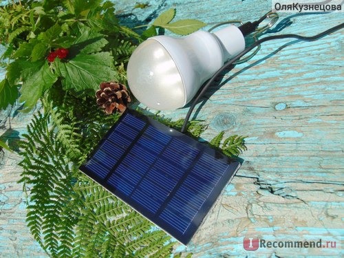 Светодиодная лампа на солнечной батареее GearBest S-1200 130LM Portable Camping LED Light Solar Energy Bulb Lamp - WHITE фото