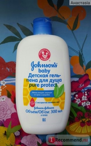 Детская гель-пена Johnson's baby Pure protect с экстрактом зеленого чая фото