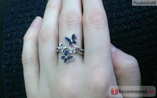 Кольцо Sunlight бабочки с синими фианитами
