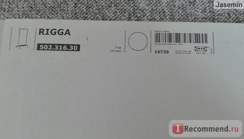 Техническая информация на упаковке напольной вешалки Ikea «Ригга».