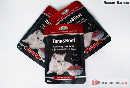 Корм для кошек GINA Tuna&Beef. Нежные кусочки тунца и филе говядины в соусе фото
