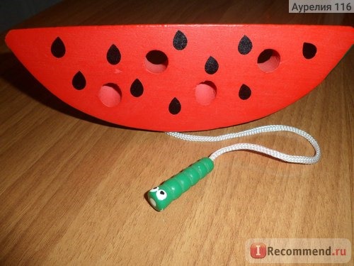 Рыжий КОТ Игрушка деревянная шнуровка-арбуз фото