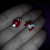Бижутерия Aliexpress Womens Crystal Red Cute Rhinestone Red Apple With Leaf Shape Piercing Earrings Ear Studs фото