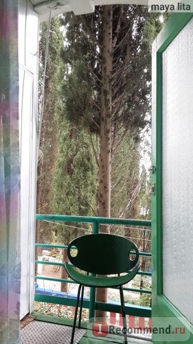 Зеленый стульчик на балконе, похожий на лягушонка :)