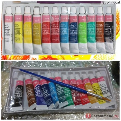 Краски для ткани 12 Colors Professional Acrylic Paints Set Hand Painted Wall Painting Textile Paint Brightly Colored Art Supplies фото