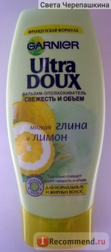 Бальзам - ополаскиватель Garnier Ultra Doux свежесть и объем Мягкая глина и лимон фото