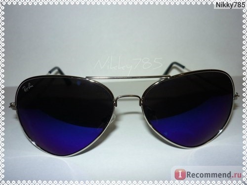 Солнцезащитные очки Aliexpress Full Blue Mirrored Aviator Sunglasses Dark Tint Lens Silver Frame фото