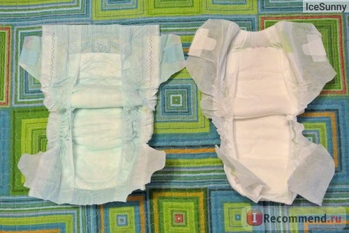 Слева подгузник Pampers active baby dry, справа Milly-Tilly