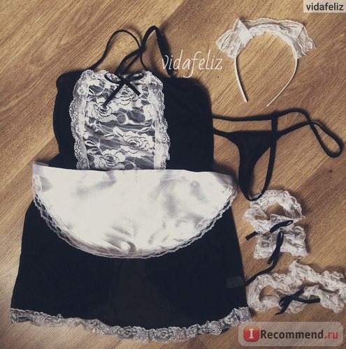 Эротическое белье Aliexpress Костюм горничной France style maid uniform sexy underwear Black and white chest bra+Small flouncing skirt +lace Jewelry sexy lingerie hot фото