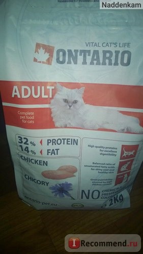 Корм ONTARIO Adult для взрослых кошек с курицей фото