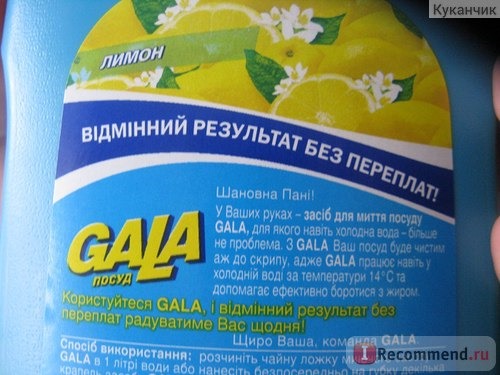 Жидкость для мытья посуды Gala Холодная сила Лимон фото