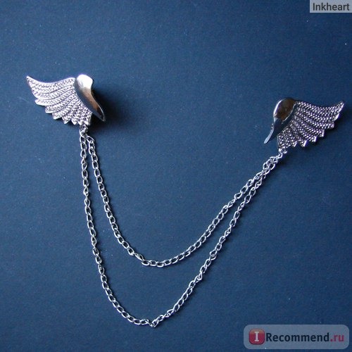 Бижутерия Aliexpress Min order (mix order)Free shipping ,X006 New punk style vintage wing Chains brooch for shirt collar,fashion jewelry wholesale фото