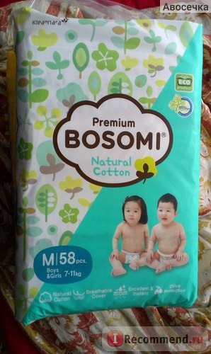 Подгузники Bosomi Premium Natural Cotton, M фото