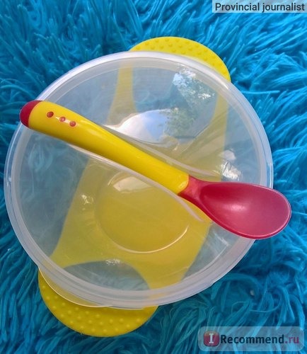 Детская посуда Aliexpress Cartoon Toddler Baby Kids Child Feeding Lid Training Bowl with Spoon Binaural Baby Feeding Tableware Children Plate Sucker Bowl фото