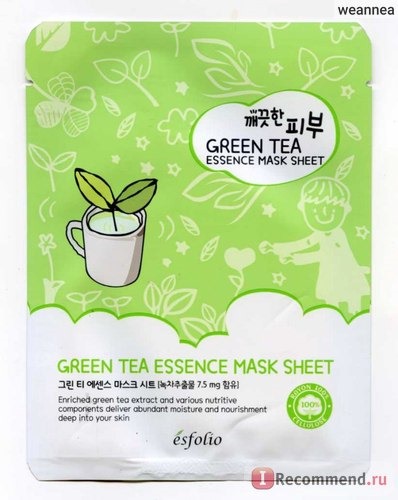 Тканевая маска для лица Esfolio Green tea Зелёный чай фото