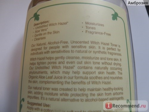 Тоник Madre Labs Witch Hazel Toner Unscented, Alcohol-Free фото