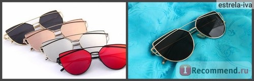 Солнцезащитные очки Aliexpress MERRY'S Fashion Women Cat Eye Sunglasses ­Classic Brand Designer Twin-Beams Sunglas­ses Coating Mirror Flat Panel Lens S'7882 фото