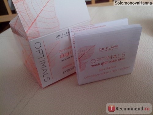 Крем для лица Oriflame Optimals Skin Energy Day Cream SPF10 фото
