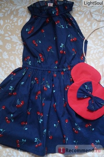 Платье AliExpress Sunny Fashion Flower Girl Dress Cherry Fruit Cotton with Cute Handbag Blue 2016 Summer Princess Wedding Party Dresses Size 4 8 фото
