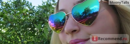Солнцезащитные очки Aliexpress Fashion Heart Shaped Sunglasses Women Men Metal Frame Reflective Anti-UV AC Lens Summer Love Heart Mirror Oculos De Sol Feminino фото