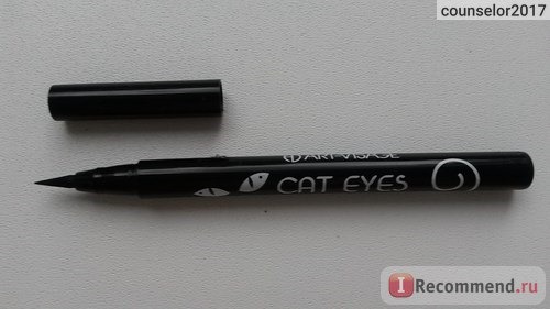 Подводка-фломастер для глаз Арт-визаж Cat eyes устойчивая ультрачерная фото