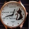 Наручные часы Tiny Deal Fashion Round Case PU Leather Quartz Wrist Watch with Cat Pattern for Ladies Female Women фото