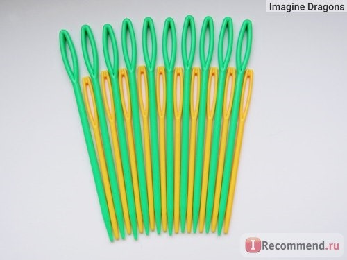 Пластиковые швейные иглы Aliexpress Multicolor Plastic Sewing Needles Knit Weaving Tools 2Sizes 7cm 9cm XF119 фото