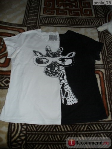 Любимые футболки с жирафом (арт.93961795). На белой рисунок напечатан на ткани, на черной - качественная наклейка