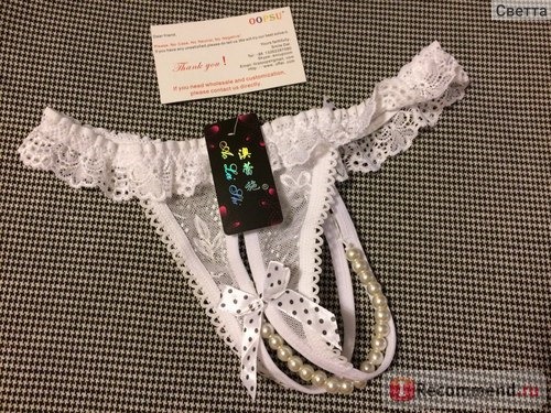 Эротическое белье Aliexpress Women Lady Sexy Lace Thong G-string Panties Knickers Underwear Open Crotch Hollow Pearl S M T016 фото