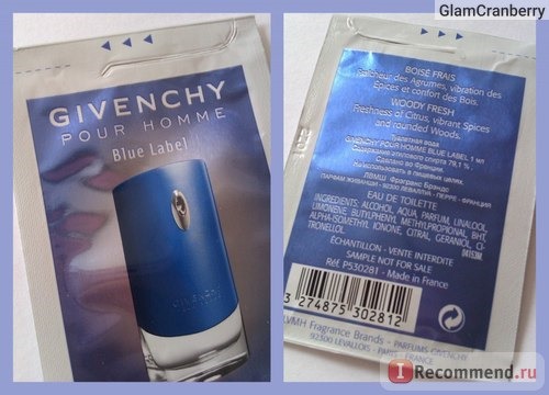 Givenchy Pour Homme Blue Label eau de toilette фото