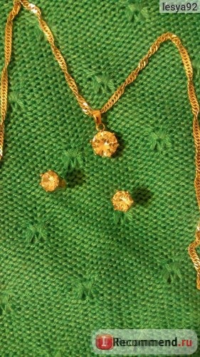 Бижутерия Aliexpress Women Wedding Zircon Gem Pendant Chain Necklace Stud Earrings Jewelry Set 2KMX фото
