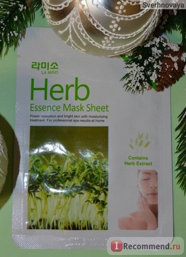 Тканевая маска для лица La miso с экстрактом лечебных трав Herb Essence Mask Sheet фото