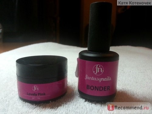 Гель Fantasy Nails Lovely Pink (15 ml) и База под гель Bonder Fantasy Nails