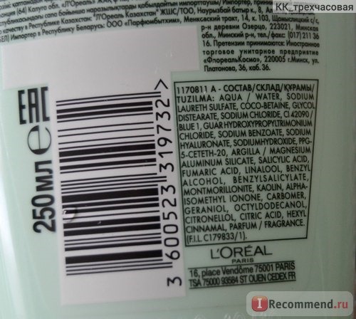 Шампунь L'Oreal Paris Elseve Балансирующий 3 Ценные Глины Extraordinary Clay Re-Balansing Shampoo фото