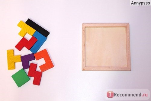 Aliexpress Деревянная головоломка Wooden Tangram Brain Teaser Puzzle Toys Tetris Game Educational Kid Toy Children Gift New Baby Kid's Toy фото