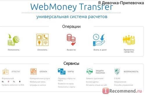 Возможности Web Money