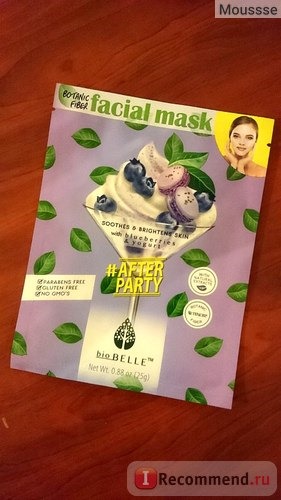 Тканевая маска для лица Biobelle #AfterParty Sheet Mask фото