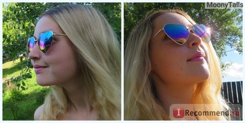 Солнцезащитные очки Aliexpress Fashion Heart Shaped Sunglasses Women Men Metal Frame Reflective Anti-UV AC Lens Summer Love Heart Mirror Oculos De Sol Feminino фото