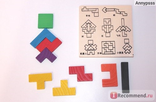 Aliexpress Деревянная головоломка Wooden Tangram Brain Teaser Puzzle Toys Tetris Game Educational Kid Toy Children Gift New Baby Kid's Toy фото