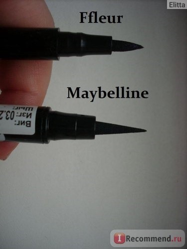 сравнение наконечников Maybelline Master Precise и Ffleur Liquid eyeliner pen