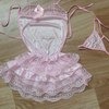 Эротическое белье Aliexpress Sexy lingerie Hot Pink babydoll lace skirt nighty dress Flowers costume sexy sleepwear фото