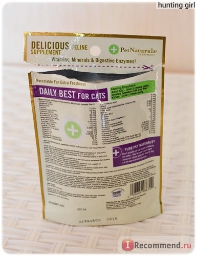 Витамины Pet Naturals of Vermont Daily Best For Cats, Sugar-Free, Chicken Liver Flavored фото