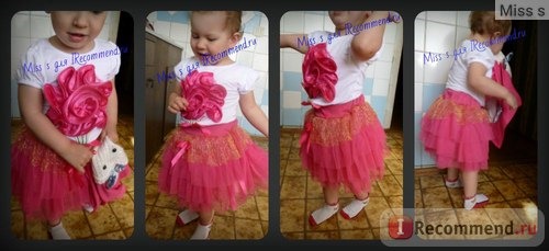 Комплект AliExpress Novelty fashion suit for girls 2014 Summer Flower T-shirt and beautiful skirt two pieces sets pretty princess clothing suit фото