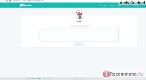 Отправить сообщение анонимно через Sarahah