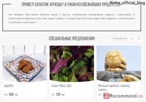 Сайт Интернет-магазин по доставке натуральных и свежих продуктов Salatniza.ru фото