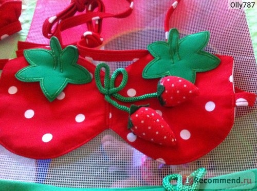 Купальник AliExpress Strawberry new design good quality baby sweet bikini girls red bikini (swimsuit +swim cap) фото